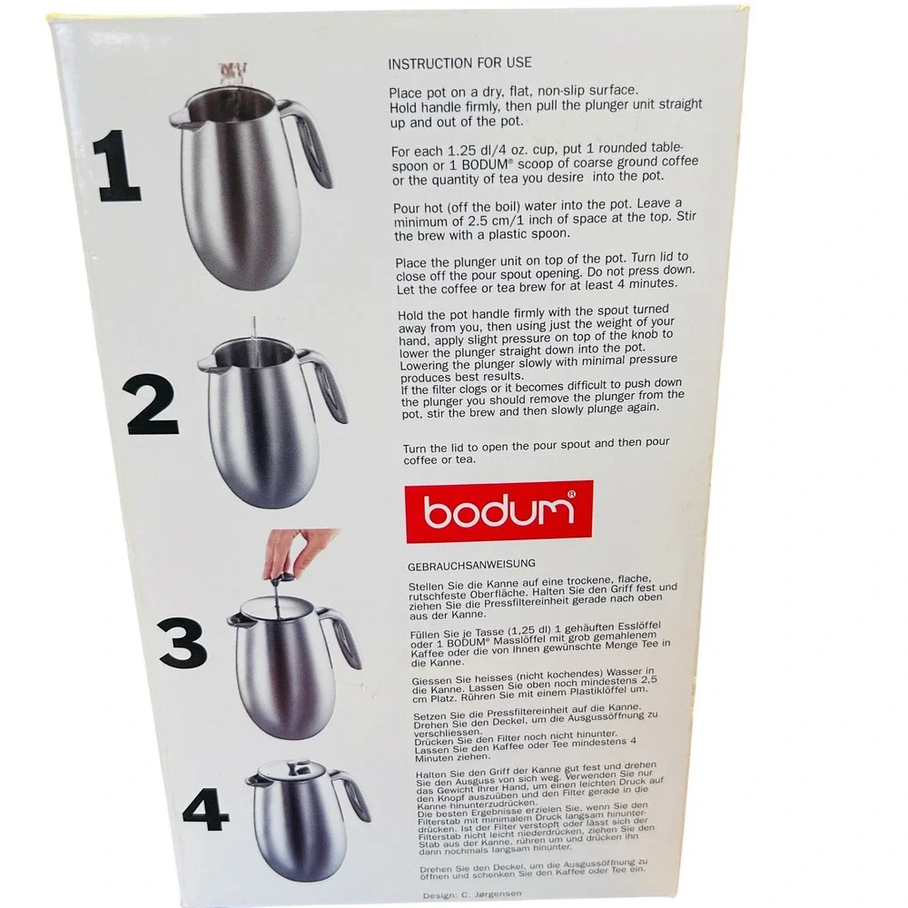 Bodum Columbia Coffee Press 34oz Silver Stainless Steel Double Wall‎ Good